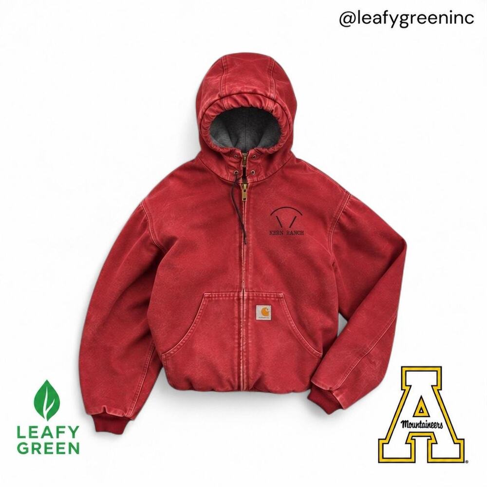 VTG 00s Carhartt J158 Red Hooded Zip Up Duck Canvas Active Jacket us sz M Cri